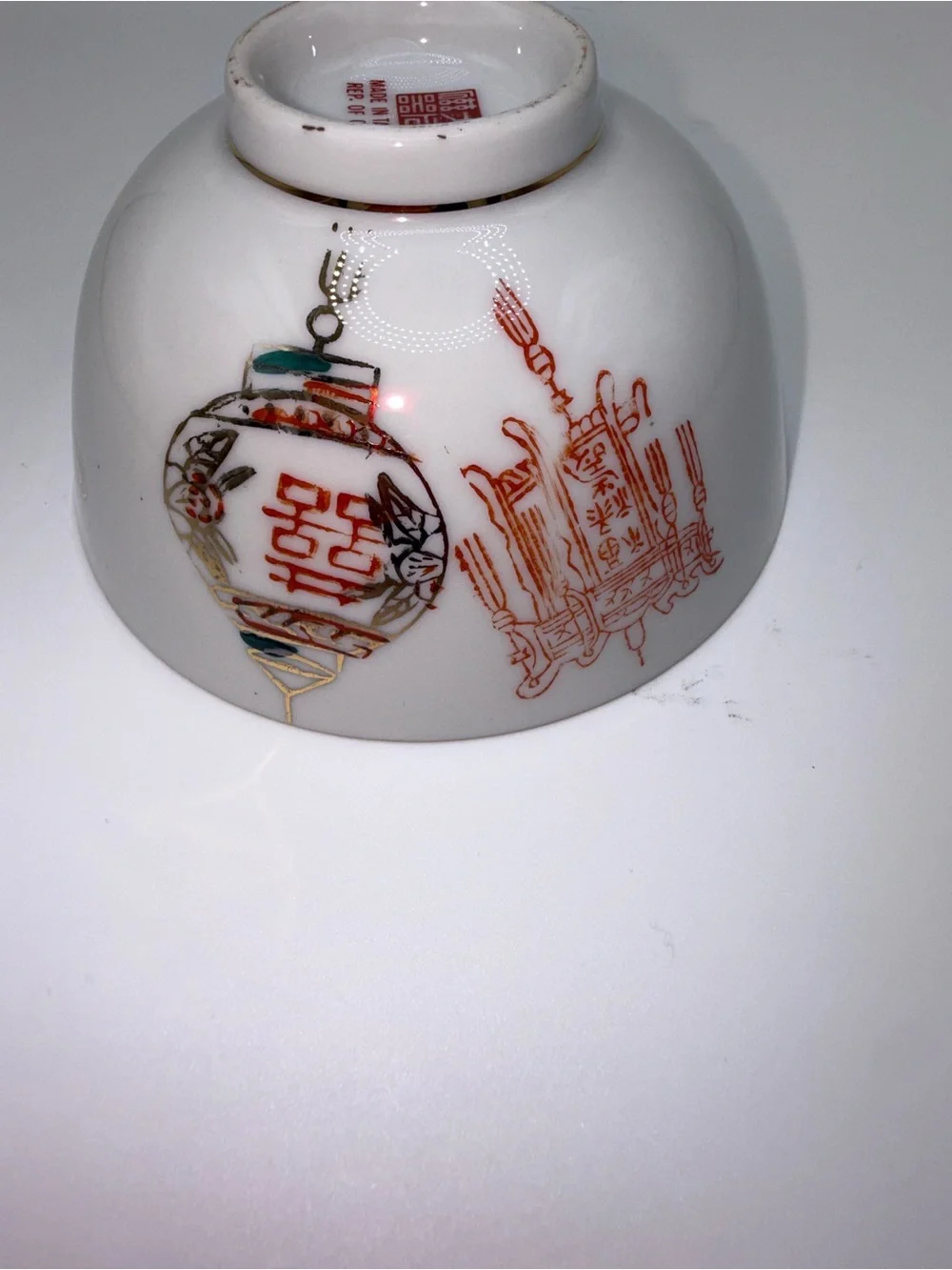 1960s Vintage Chinese Porcelain Bowl & Spoon-Set of 6